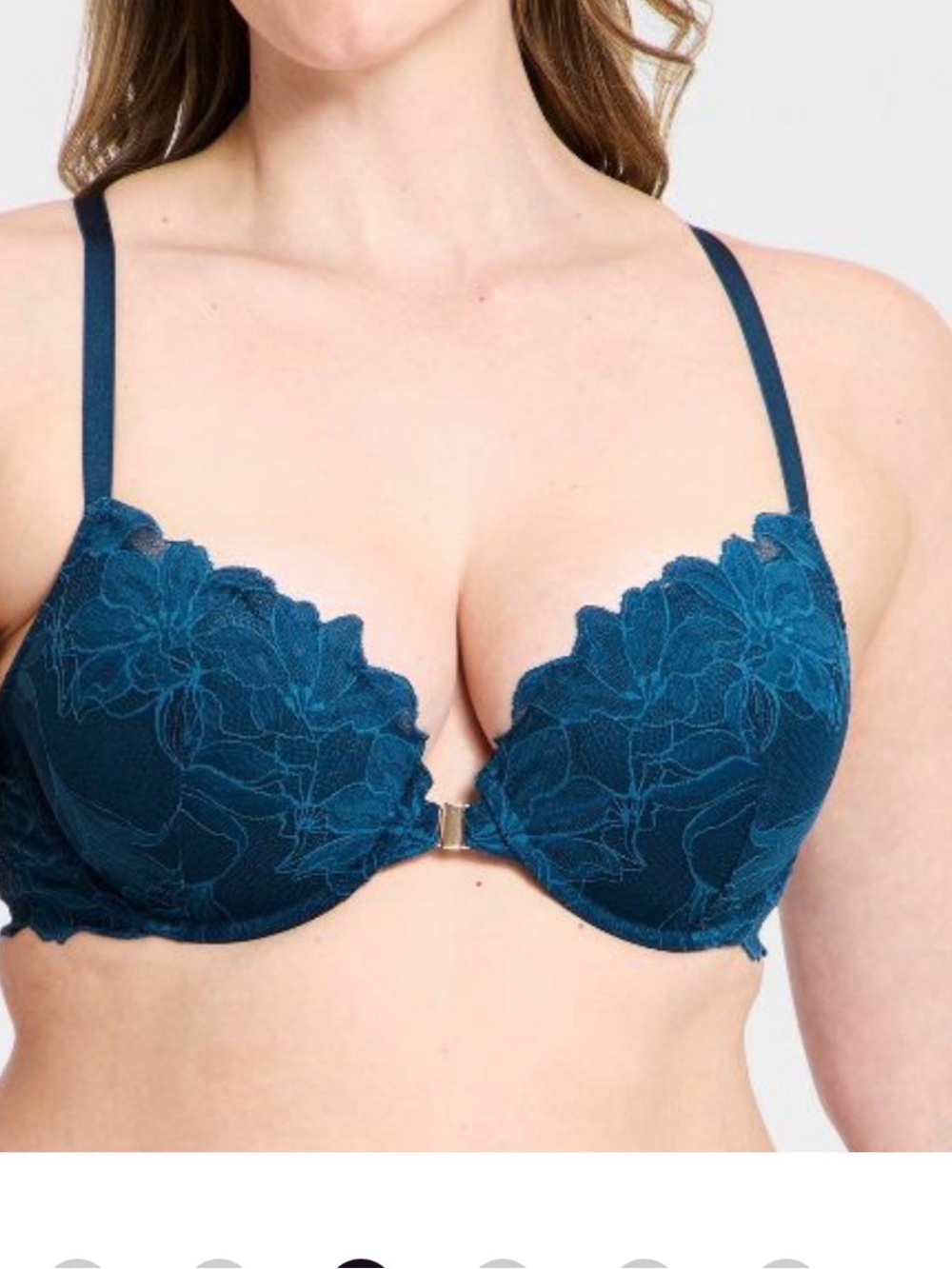Auden Teal Floral Lace Front‑Closure Bra